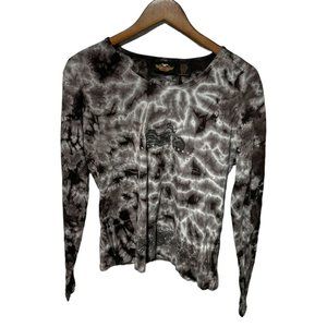 Harley-Davidson Black/White Tie-Dye Shirt Size Large
